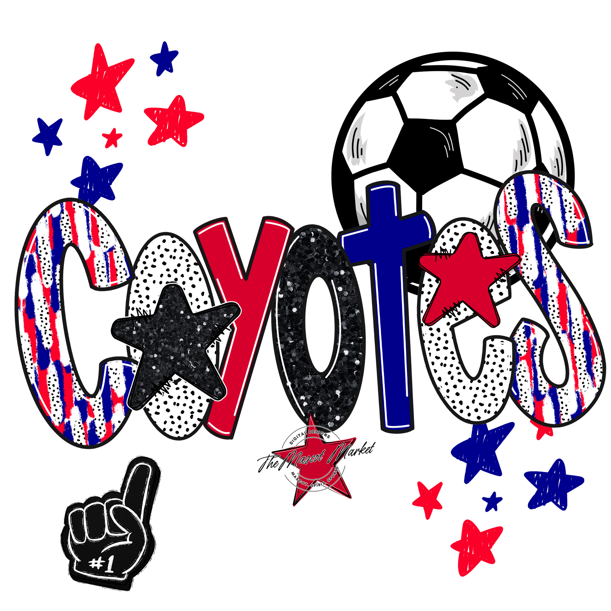 Coyotes Soccer Scrape-Blue-Red