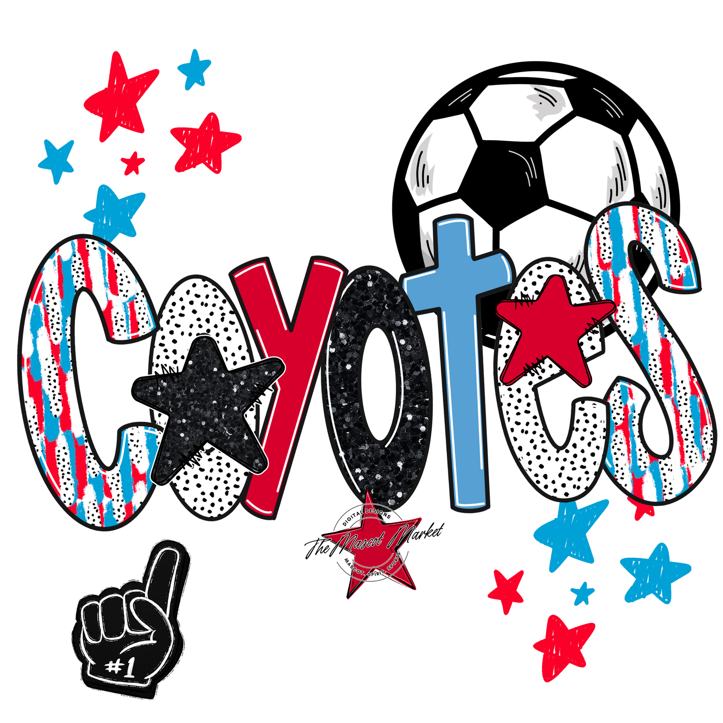 Coyotes Soccer Scrape-Carolina Blue-Red