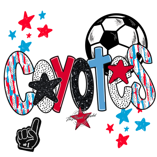 Coyotes Soccer Scrape-Carolina Blue-Red