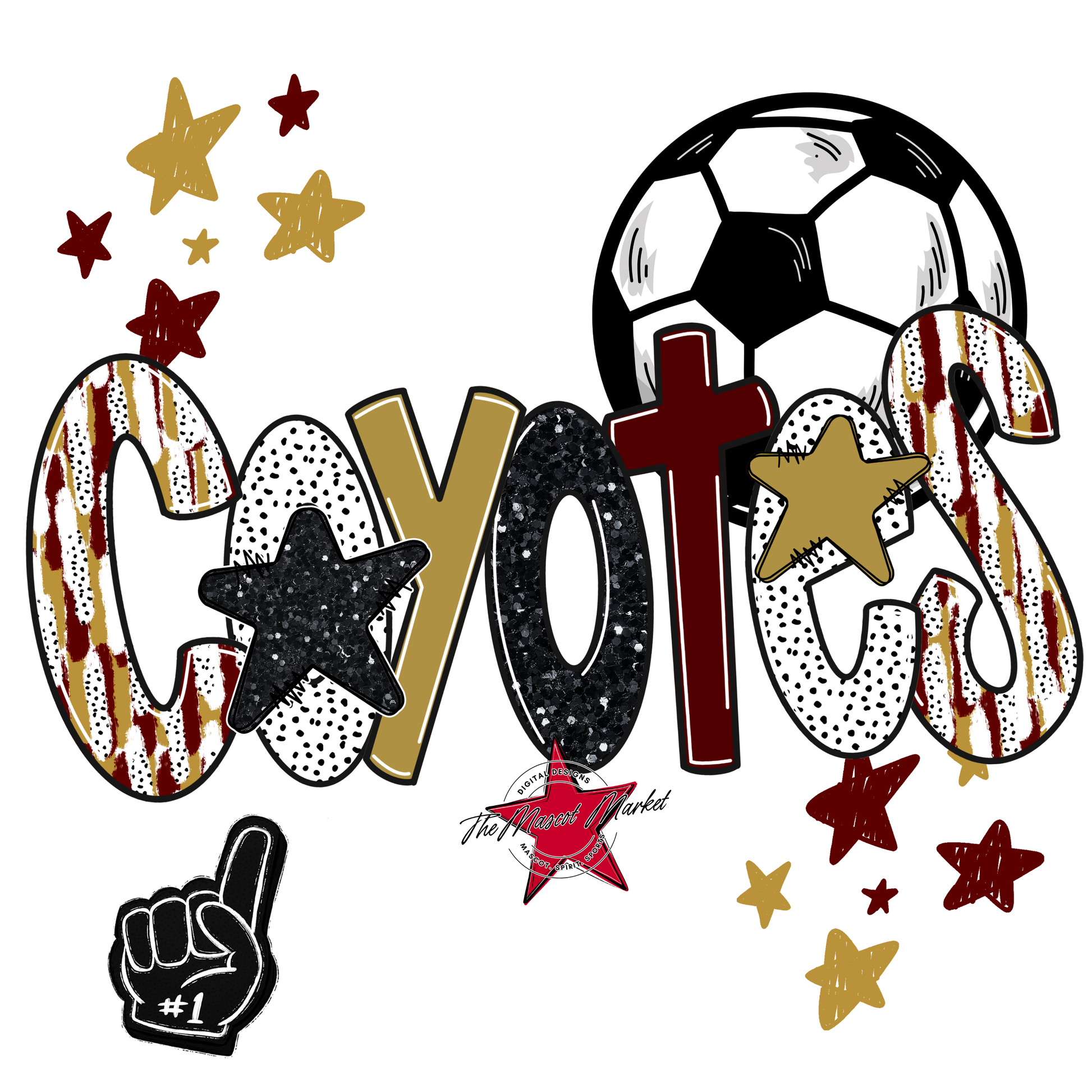 Coyotes Soccer Scrape-Maroon-Gold