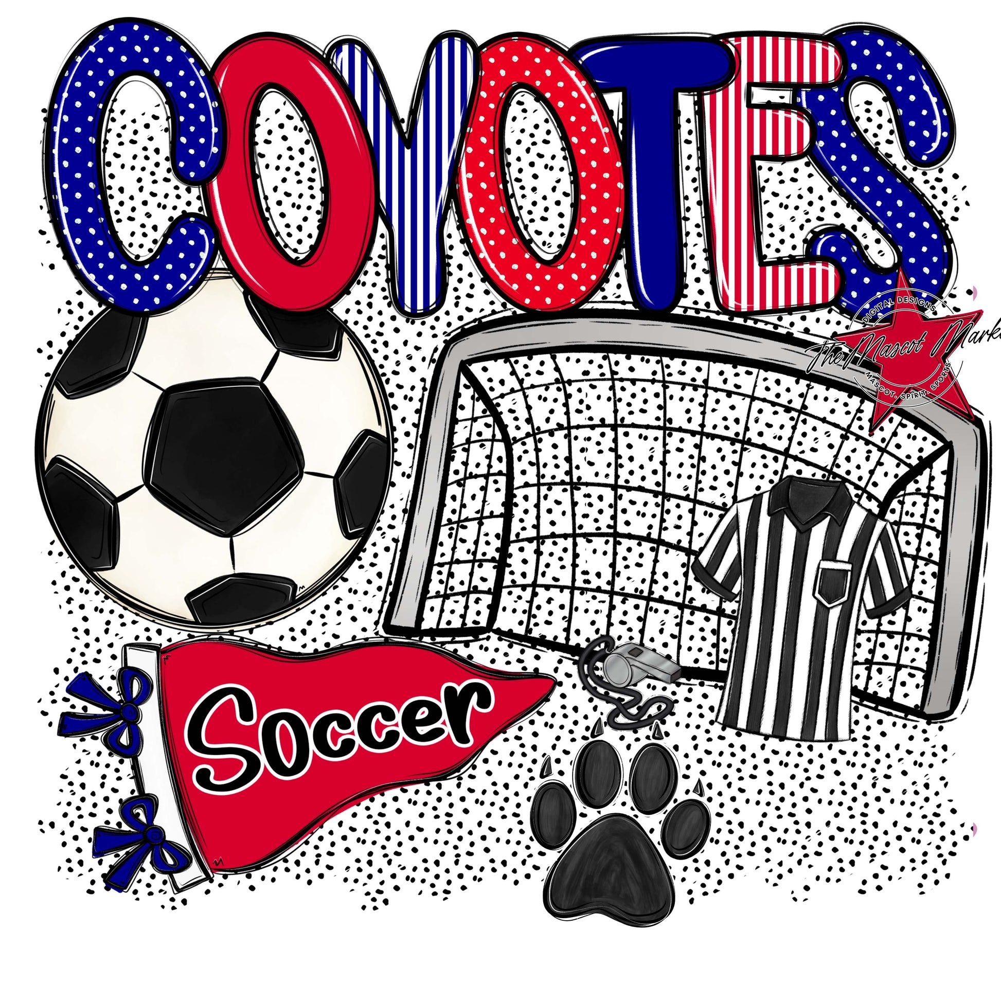 Coyotes Soccer Spirit-Blue & Red