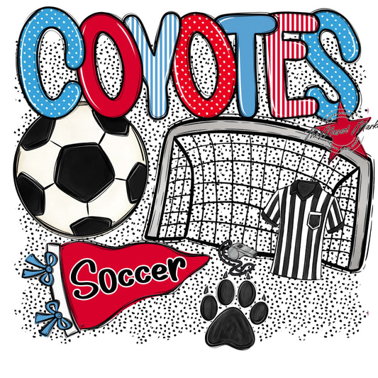 Coyotes Soccer Spirit-Carolina Blue & Red