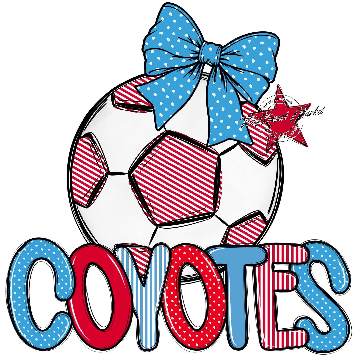 Coyotes Soccer Spirit Design-Carolina Blue & Red