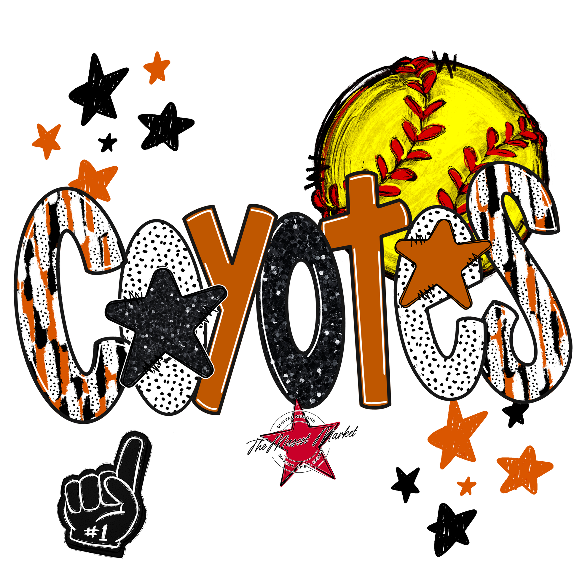 Coyotes Softball Scrape-Burnt Orange