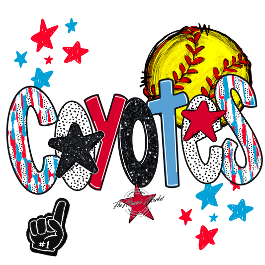 Coyotes Softball Scrape-Carolina Blue-Red