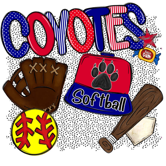 Coyotes Softball Spirit-Blue & Red
