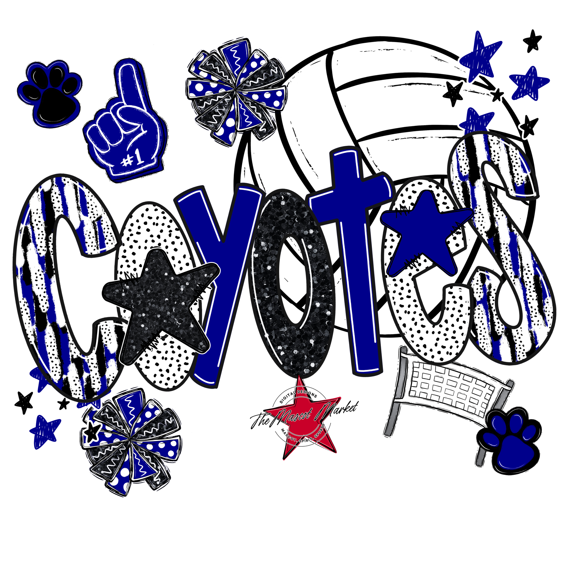 Coyotes Volleyball Scrape-Blue