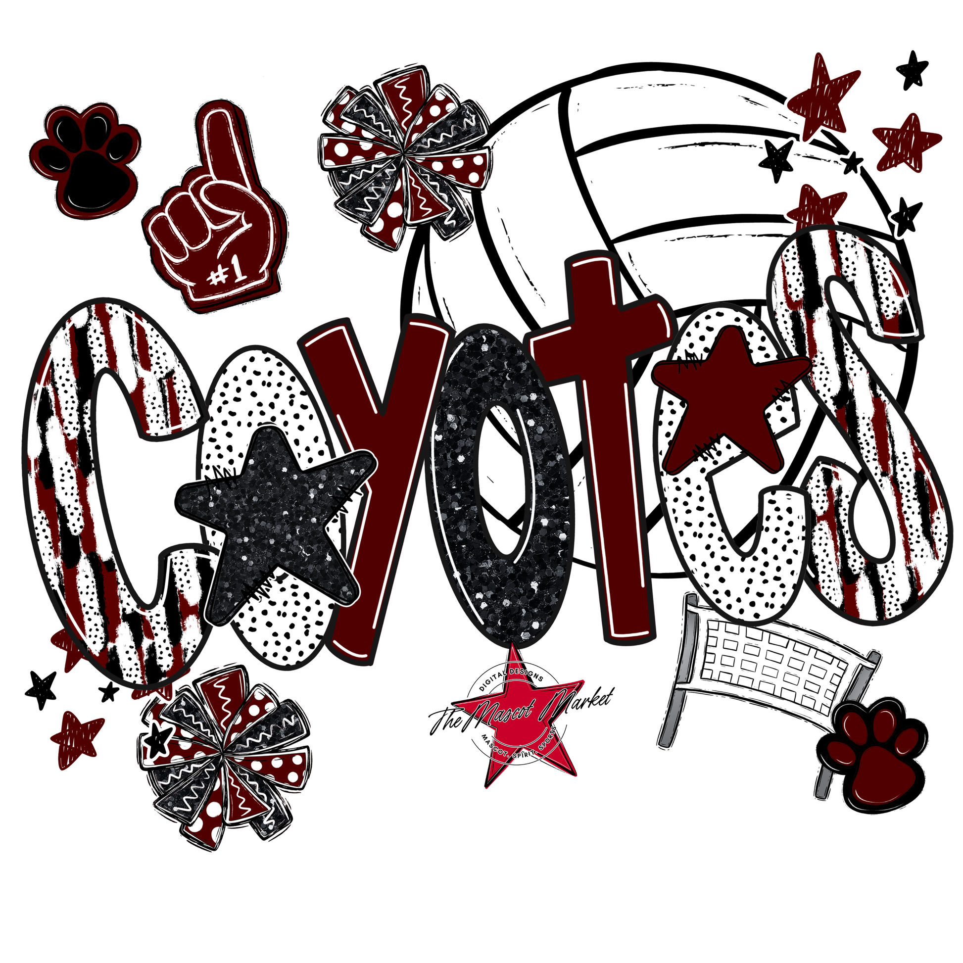 Coyotes Volleyball Scrape-Maroon