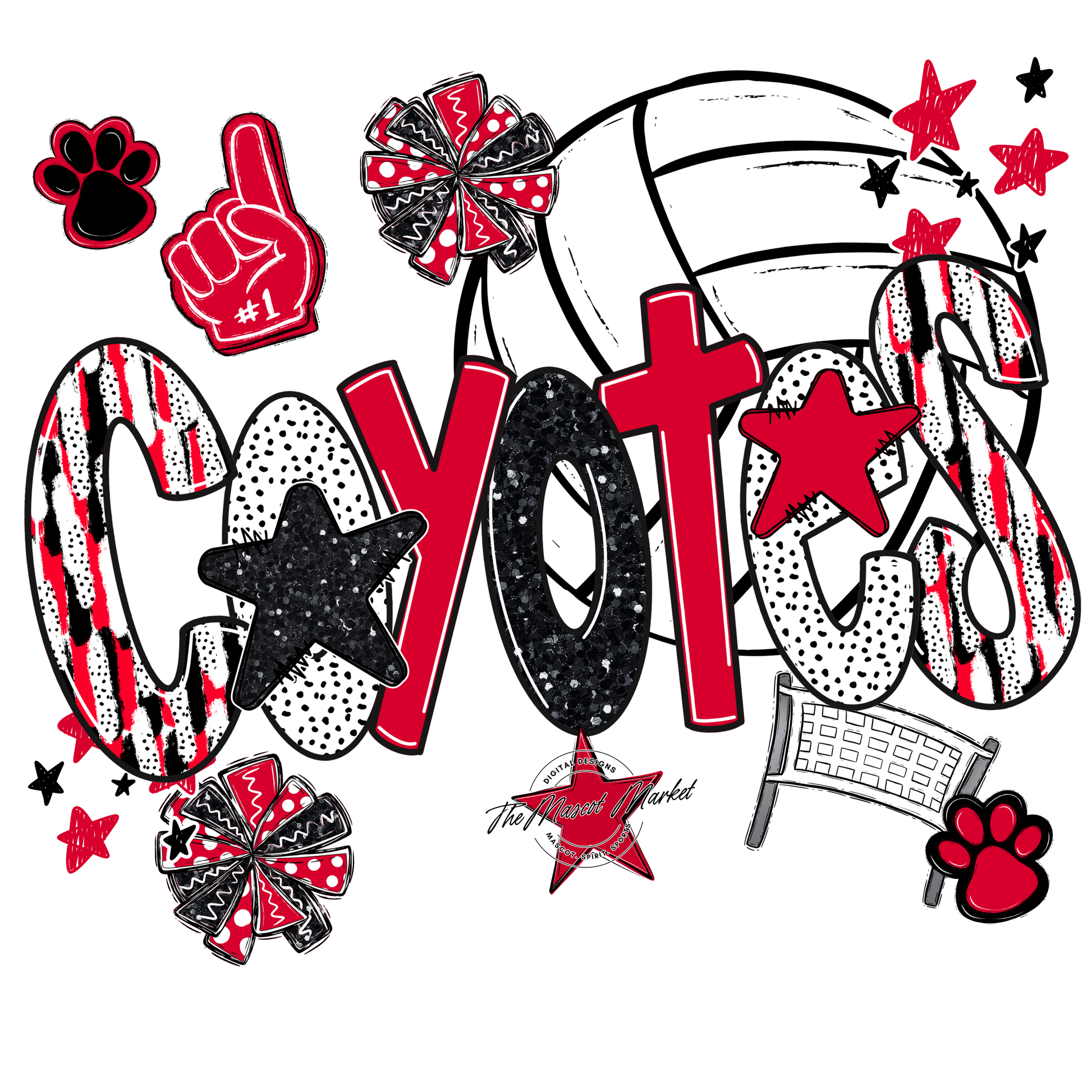 Coyotes Volleyball Scrape-Red