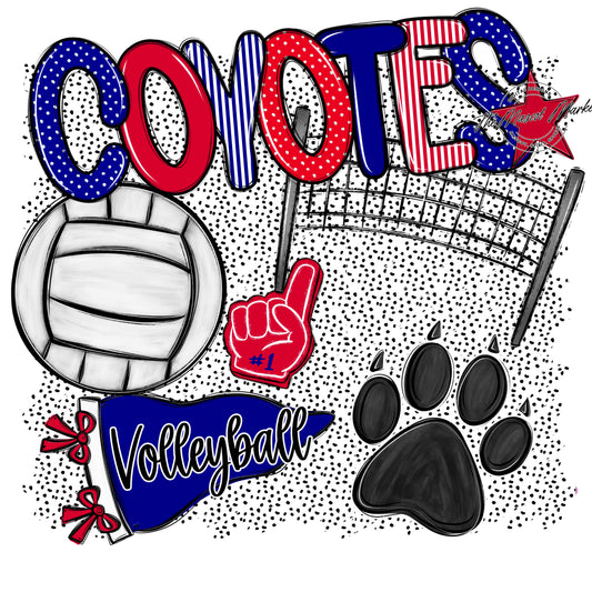 Coyotes Volleyball Spirit-Blue & Red