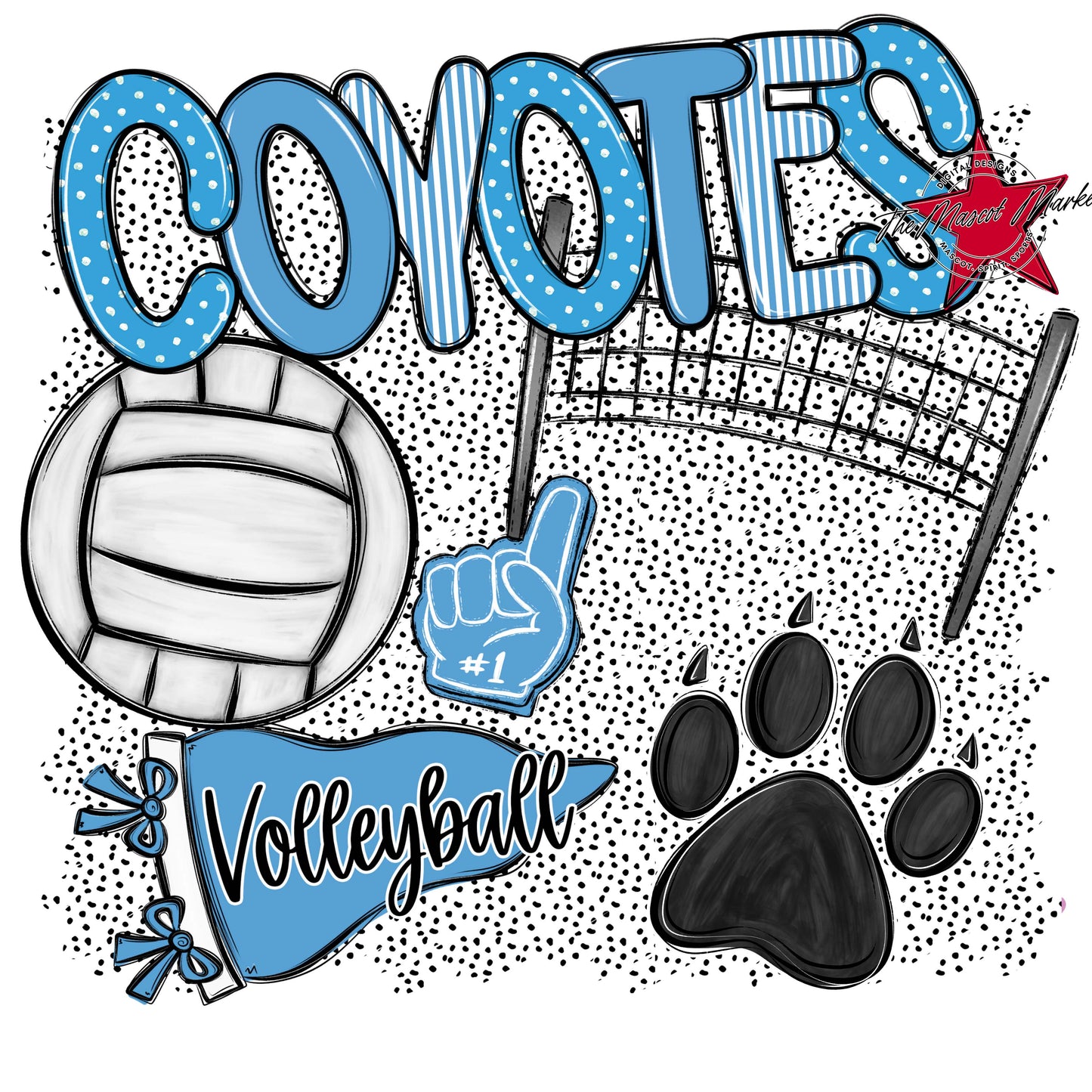 Coyotes Volleyball Spirit-Carolina Blue