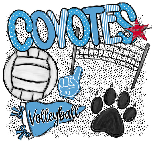 Coyotes Volleyball Spirit-Carolina Blue