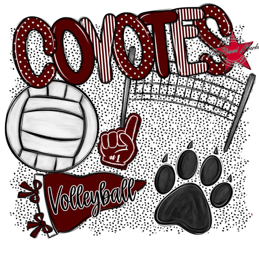 Coyotes Volleyball Spirit-Maroon