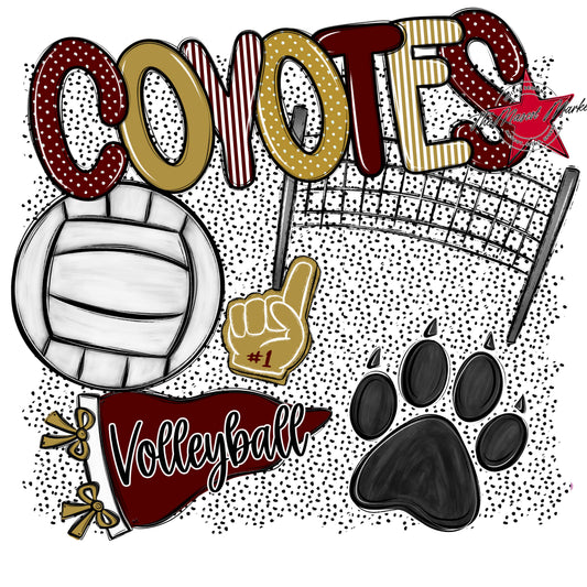 Coyotes Volleyball Spirit-Maroon & Gold