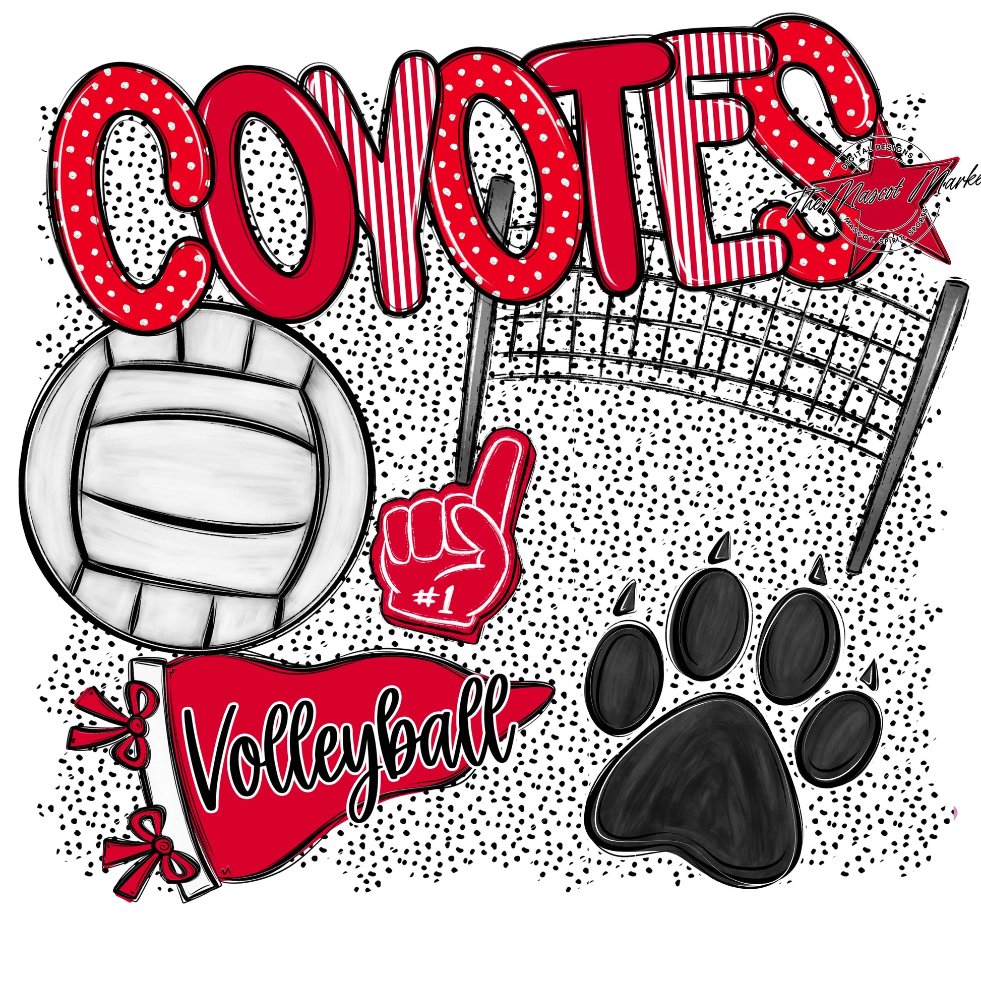 Coyotes Volleyball Spirit-Red