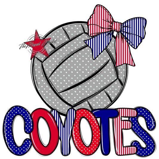 Coyotes Volleyball Spirit Design-Blue & Red