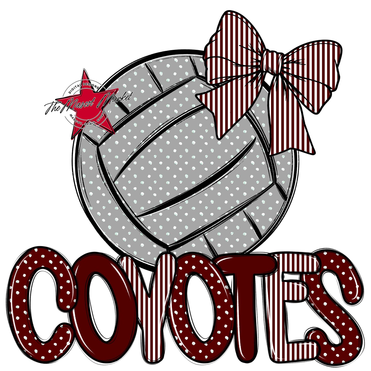 Coyotes Volleyball Spirit Design-Maroon