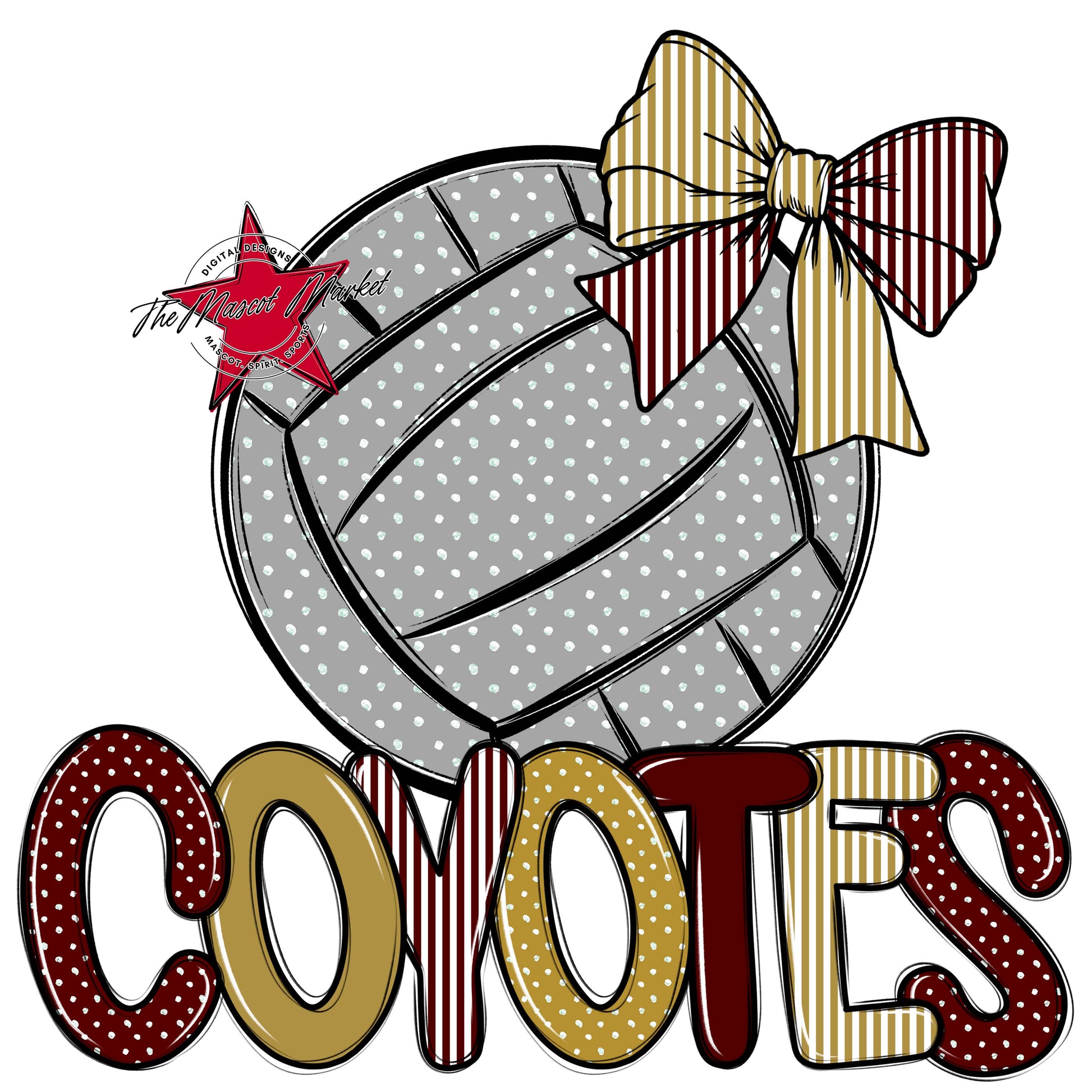 Coyotes Volleyball Spirit Design-Maroon & Gold