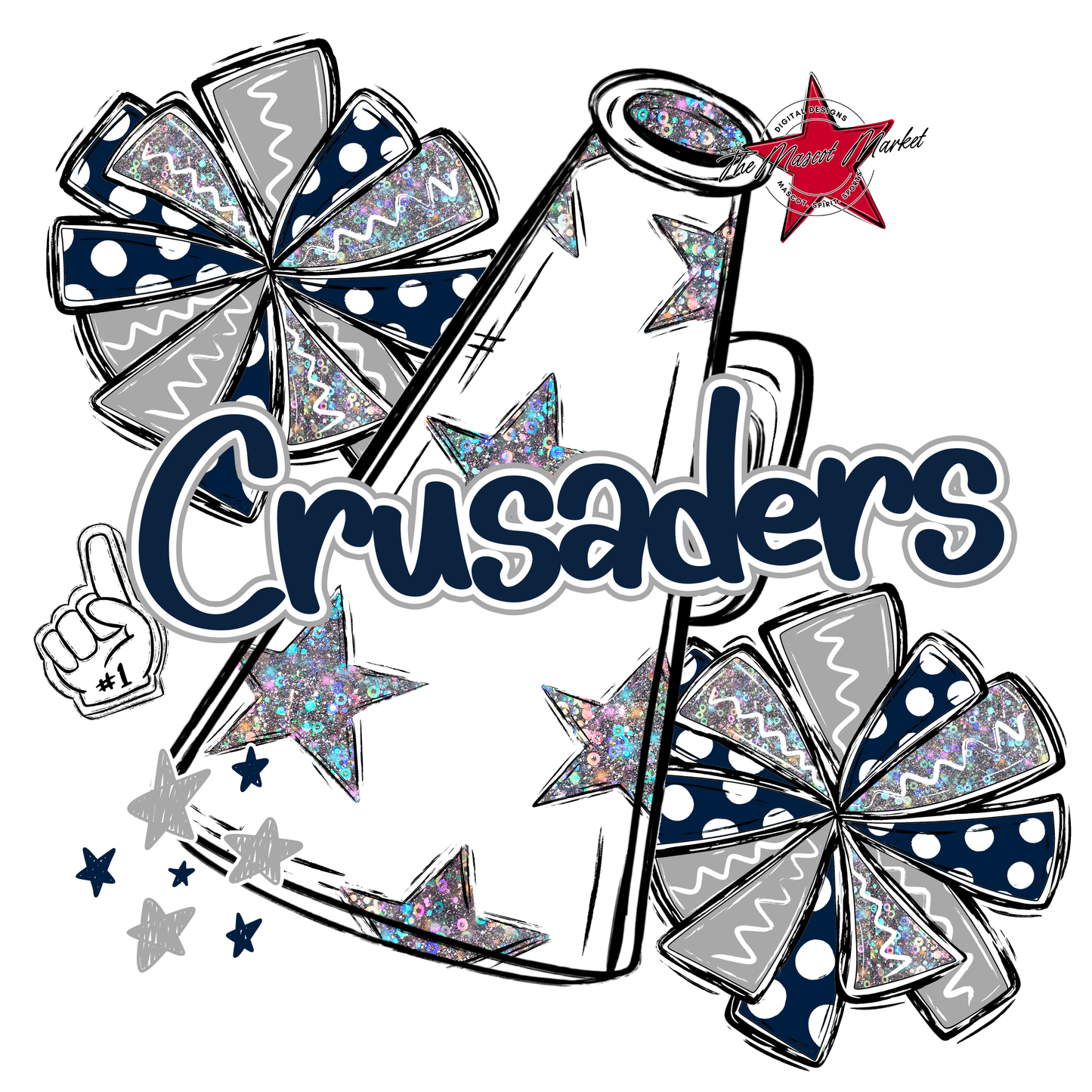 Crusaders Alpha Megaphone Design-Navy-Grey