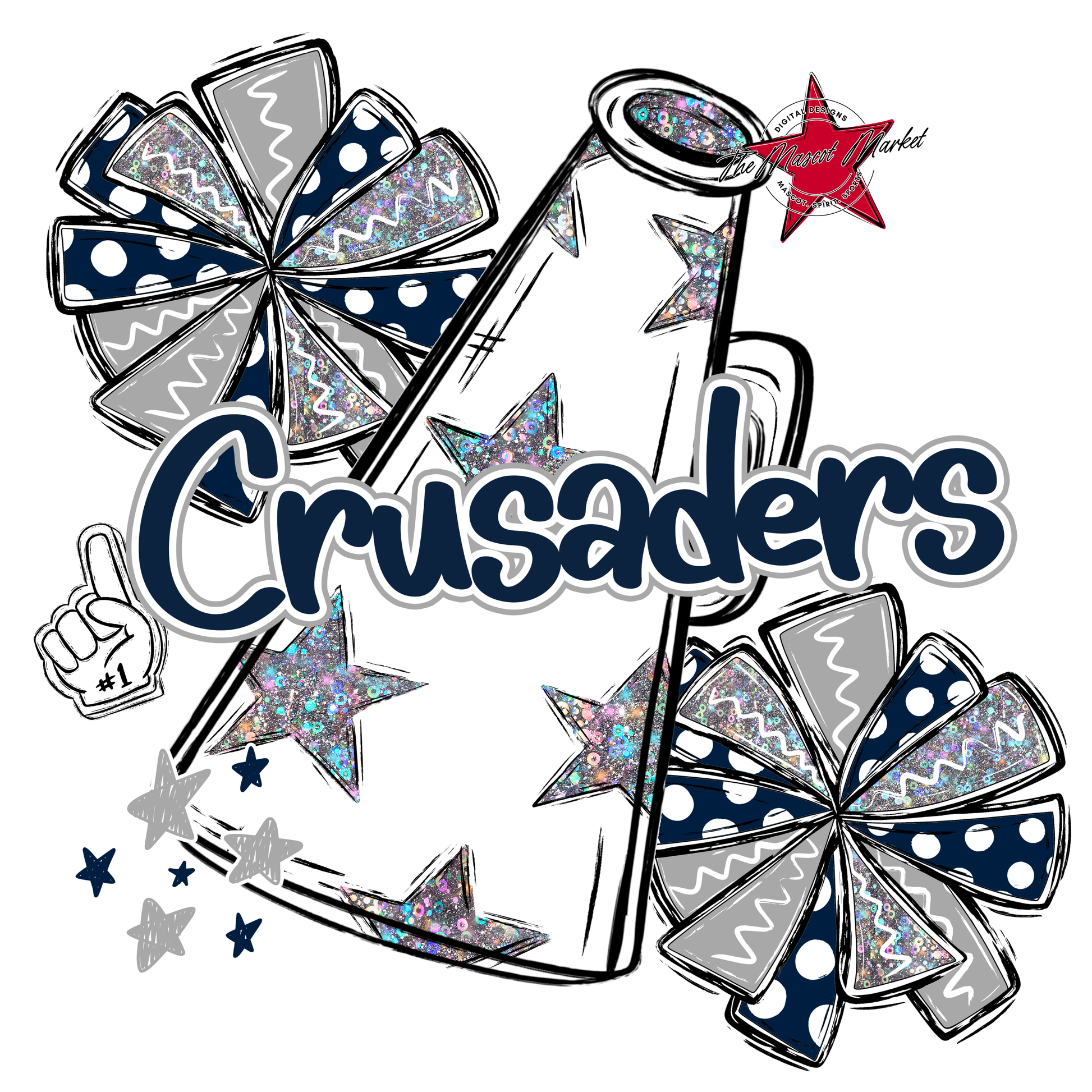 Crusaders Alpha Megaphone Design-Navy-Grey