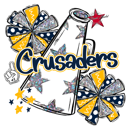 Crusaders Alpha Megaphone Design-Navy-Yellow