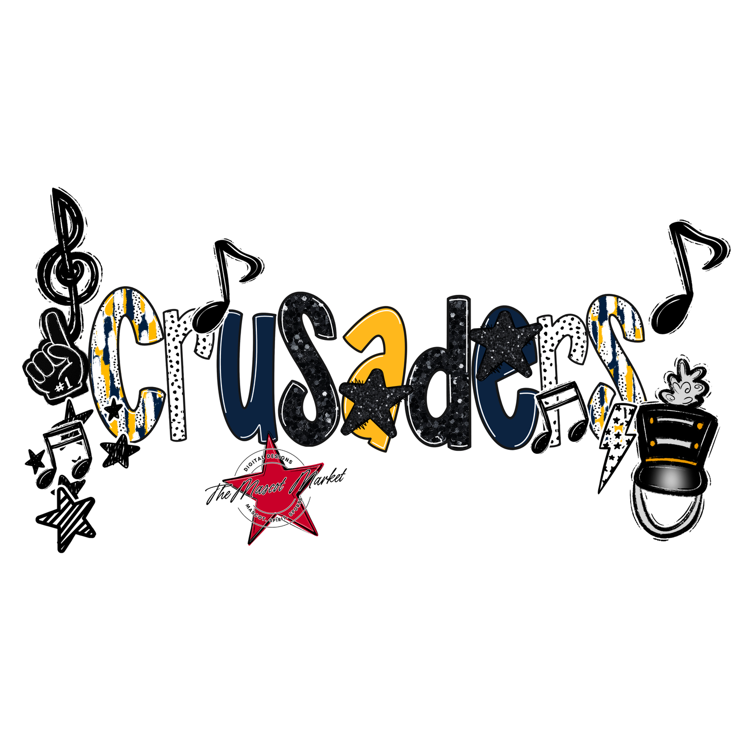 Crusaders Band Scrape-Navy-Yellow