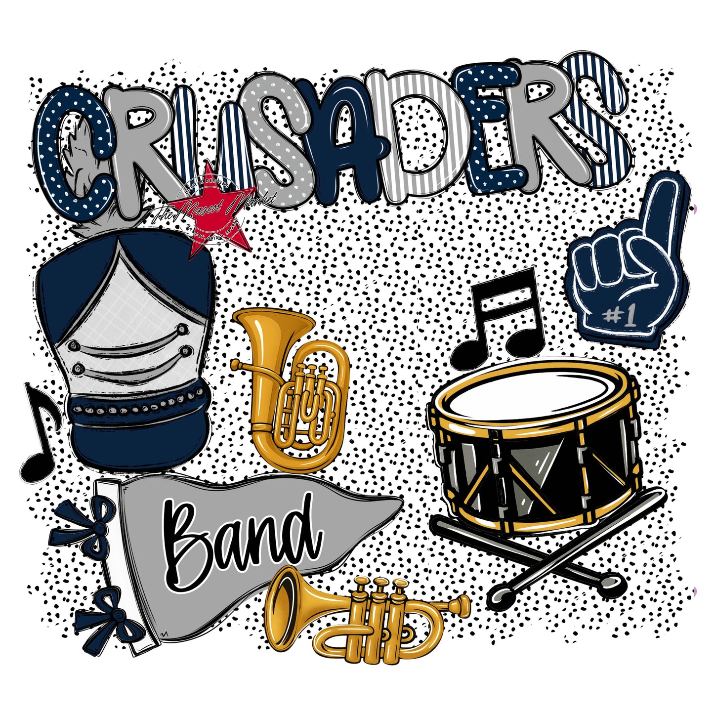 Crusaders Band Spirit-Navy & Grey