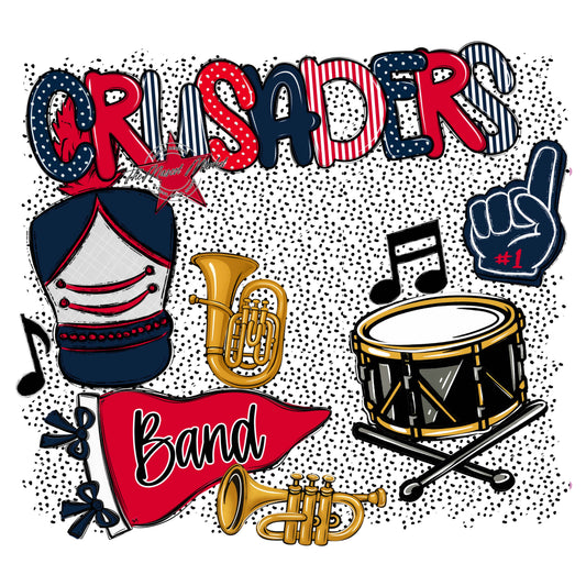 Crusaders Band Spirit-Navy & Red