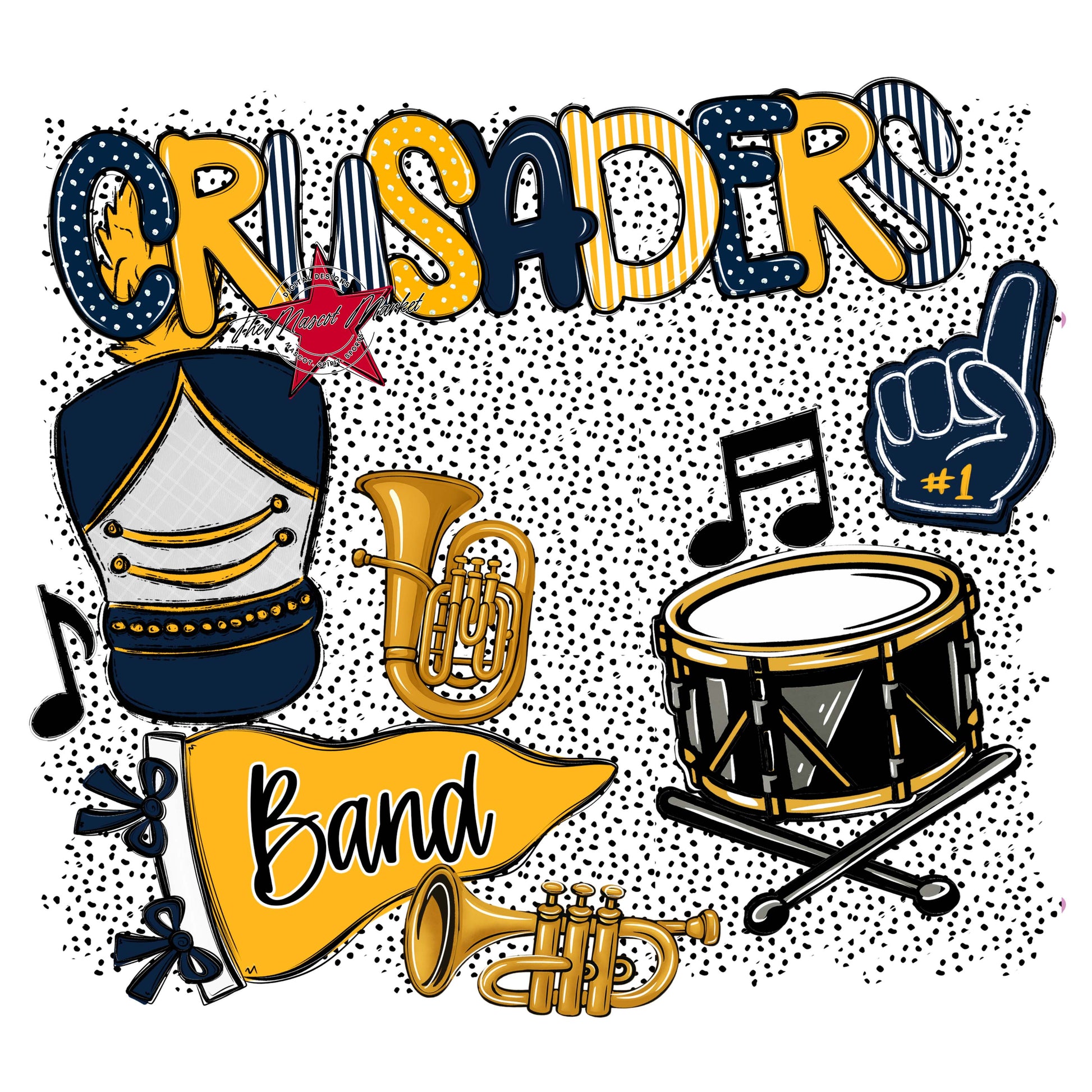 Crusaders Band Spirit-Navy & Yellow