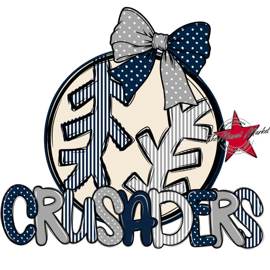 Crusaders Baseball-Softball Spirit Design-Navy & Grey