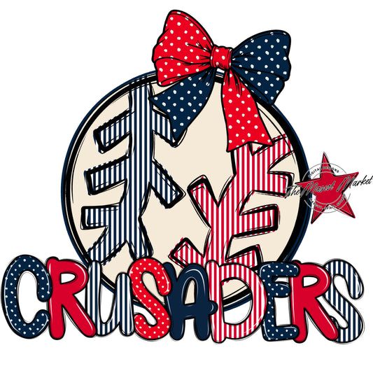 Crusaders Baseball-Softball Spirit Design-Navy & Red
