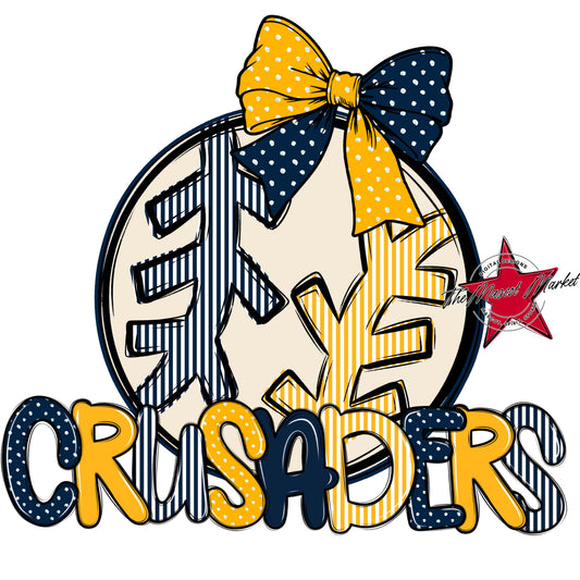 Crusaders Baseball-Softball Spirit Design-Navy & Yellow