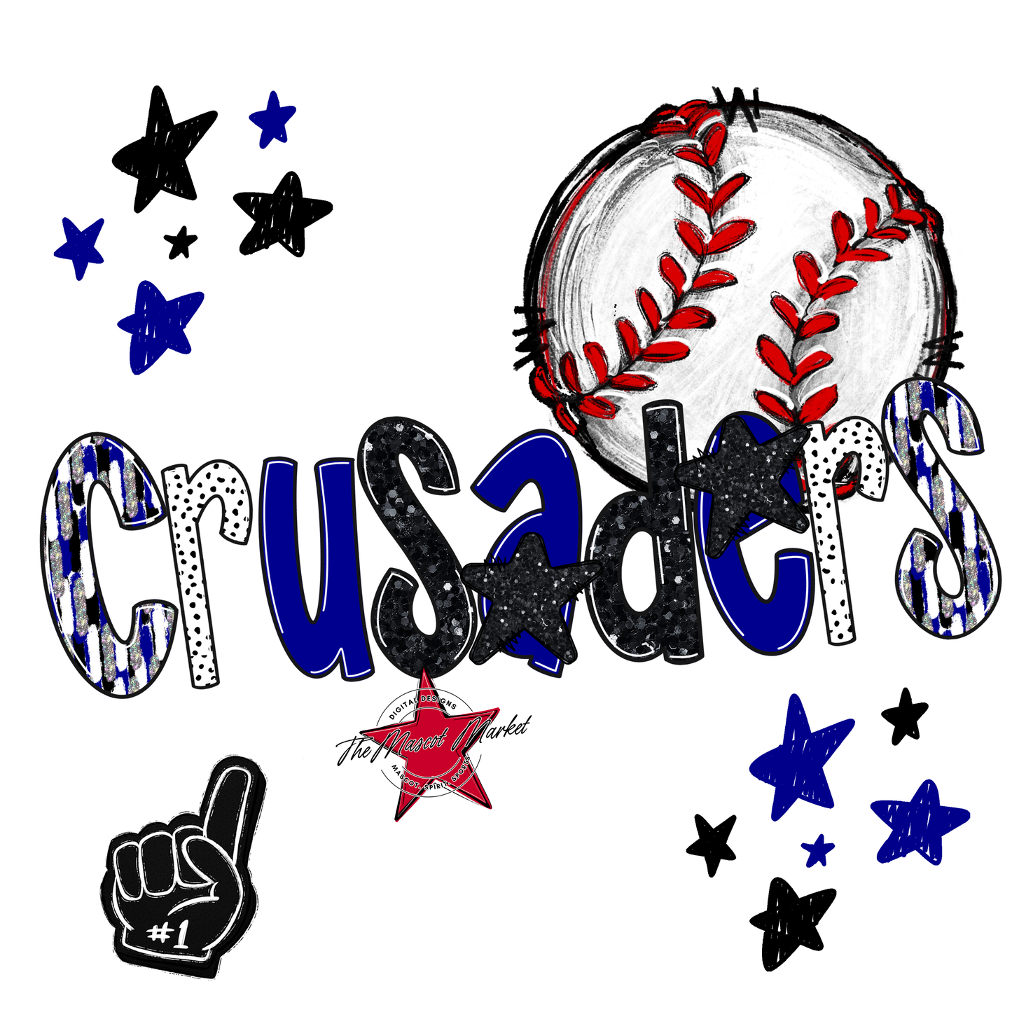Crusaders Baseball Scrape-Blue