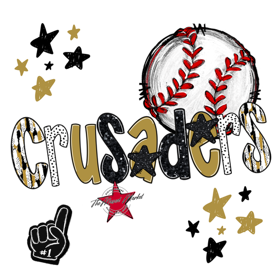 Crusaders Baseball Scrape-Gold