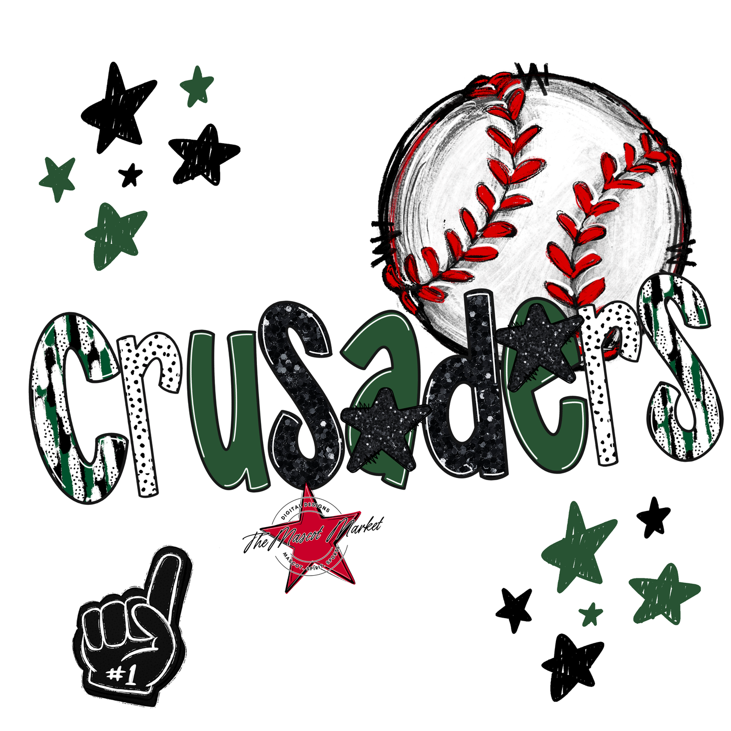 Crusaders Baseball Scrape-Green