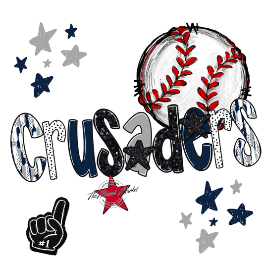 Crusaders Baseball Scrape-Navy-Grey