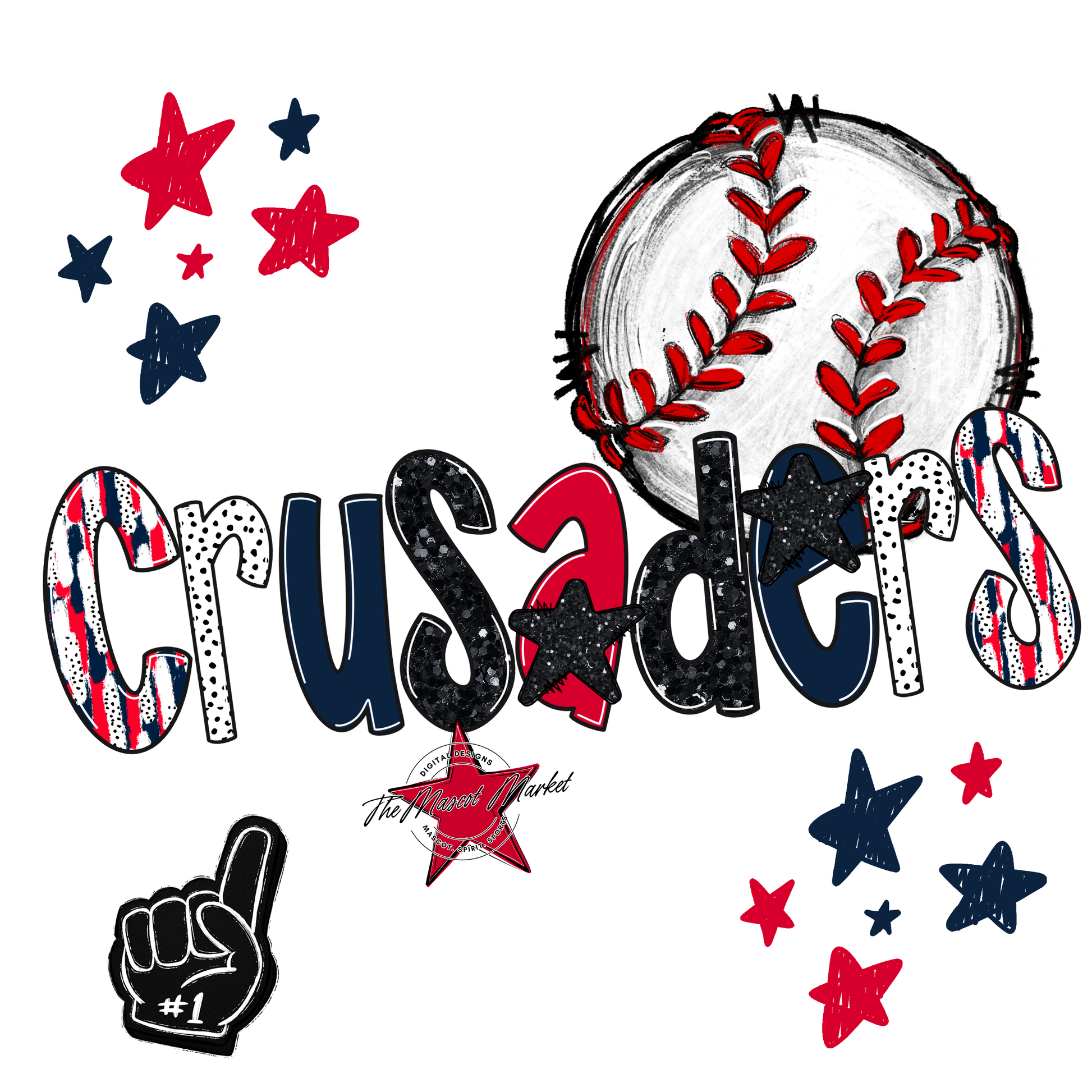 Crusaders Baseball Scrape-Navy-Red