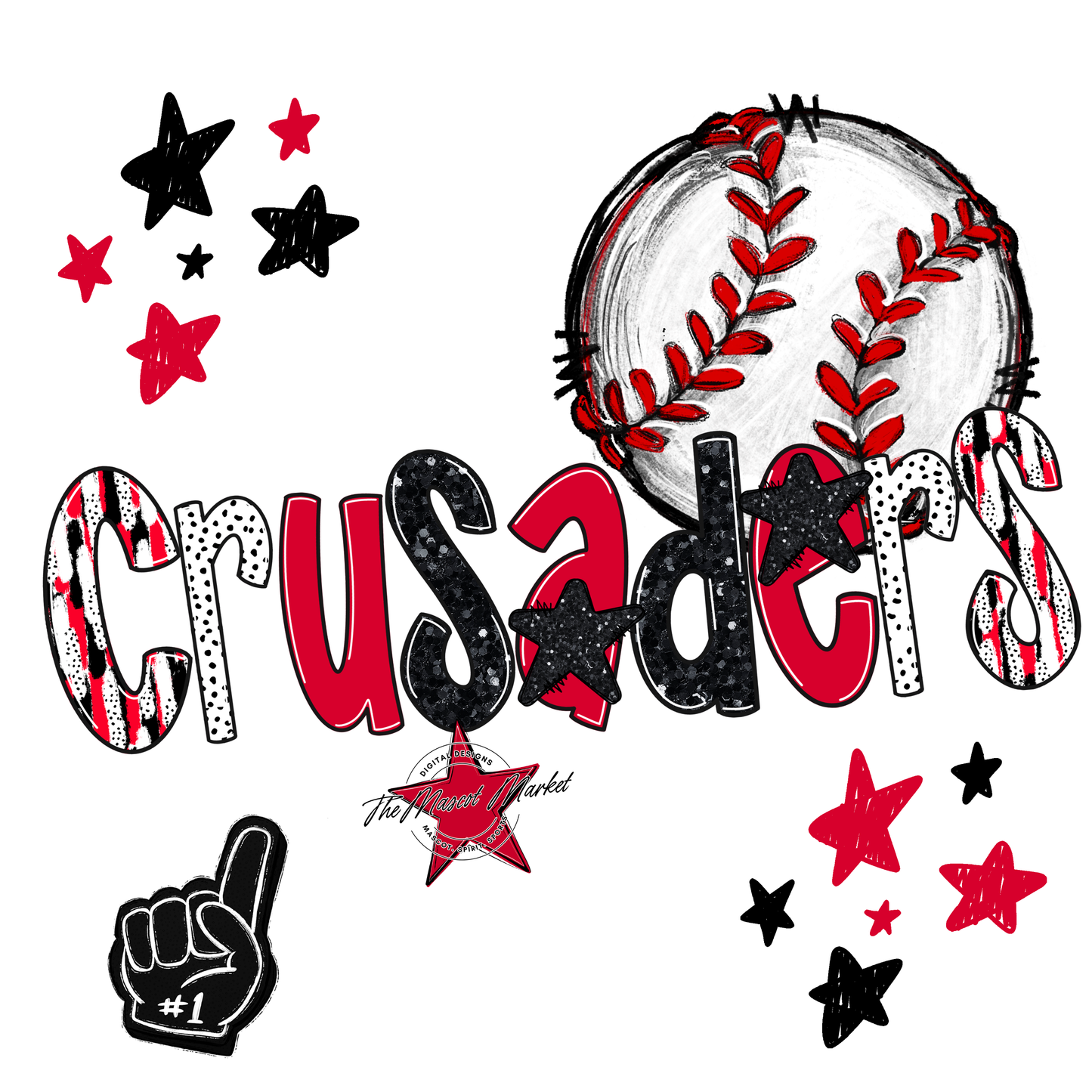 Crusaders Baseball Scrape-Red