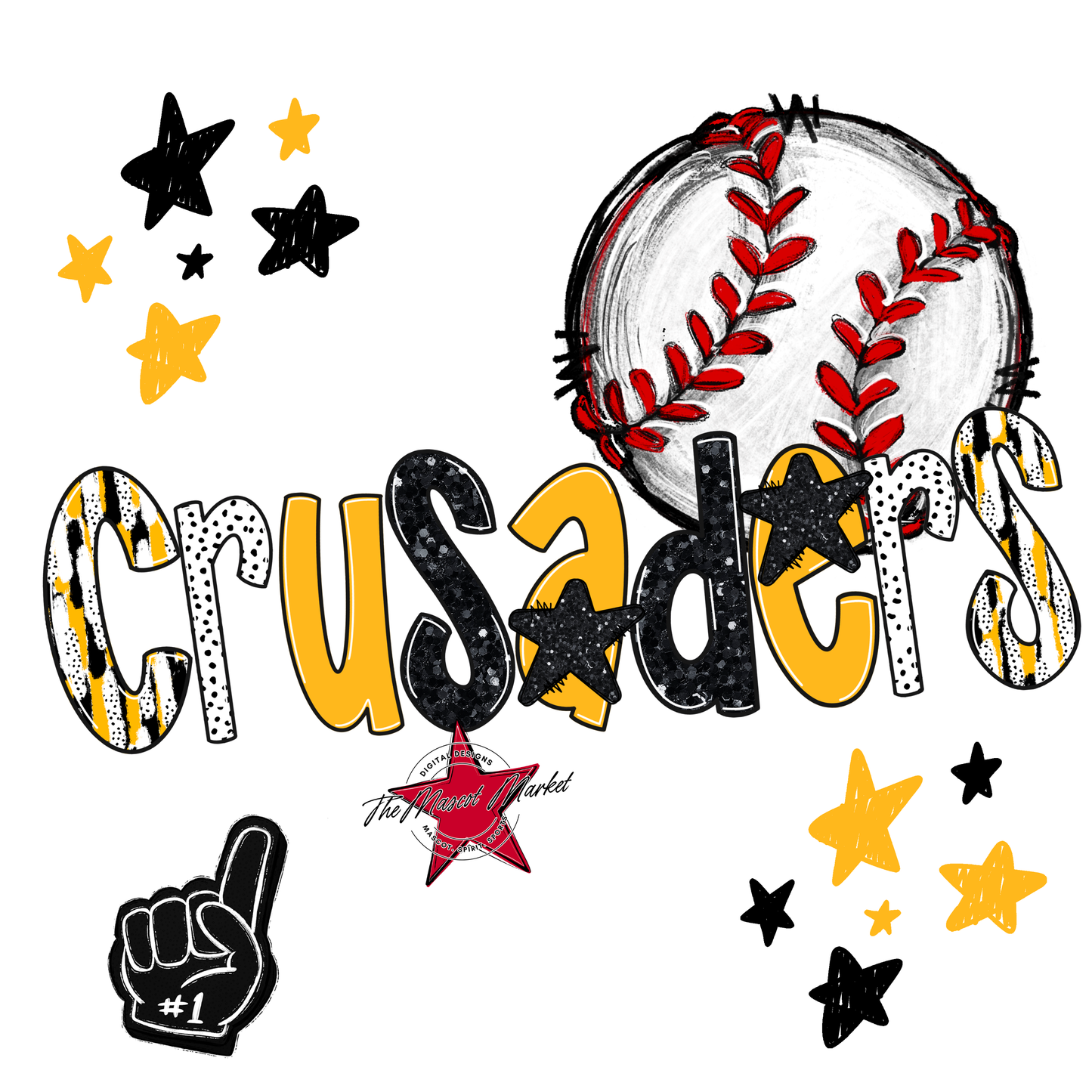 Crusaders Baseball Scrape-Yellow