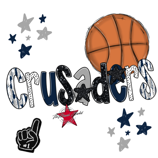Crusaders Basketball Scrape-Navy-Grey