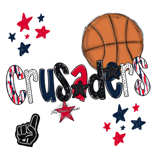 Crusaders Basketball Scrape-Navy-Red