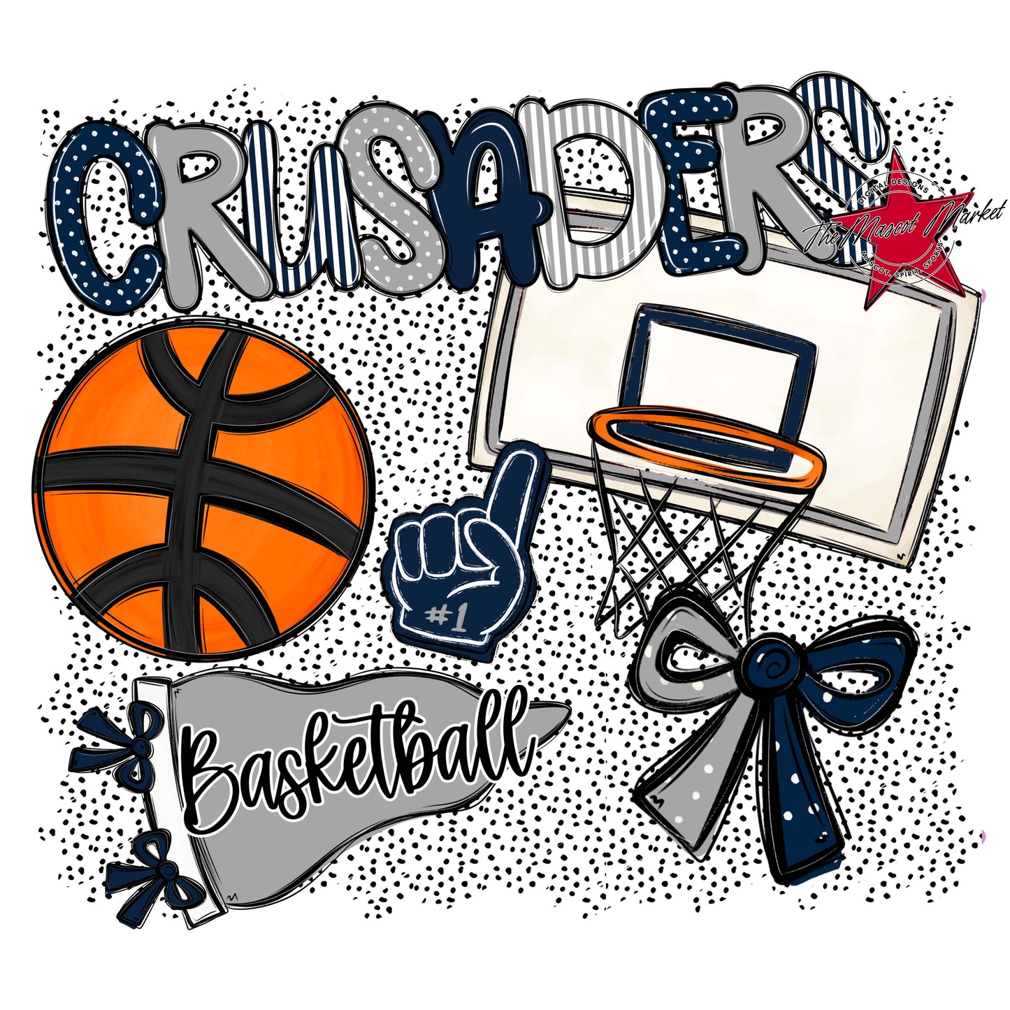 Crusaders Basketball Spirit-Navy & Grey