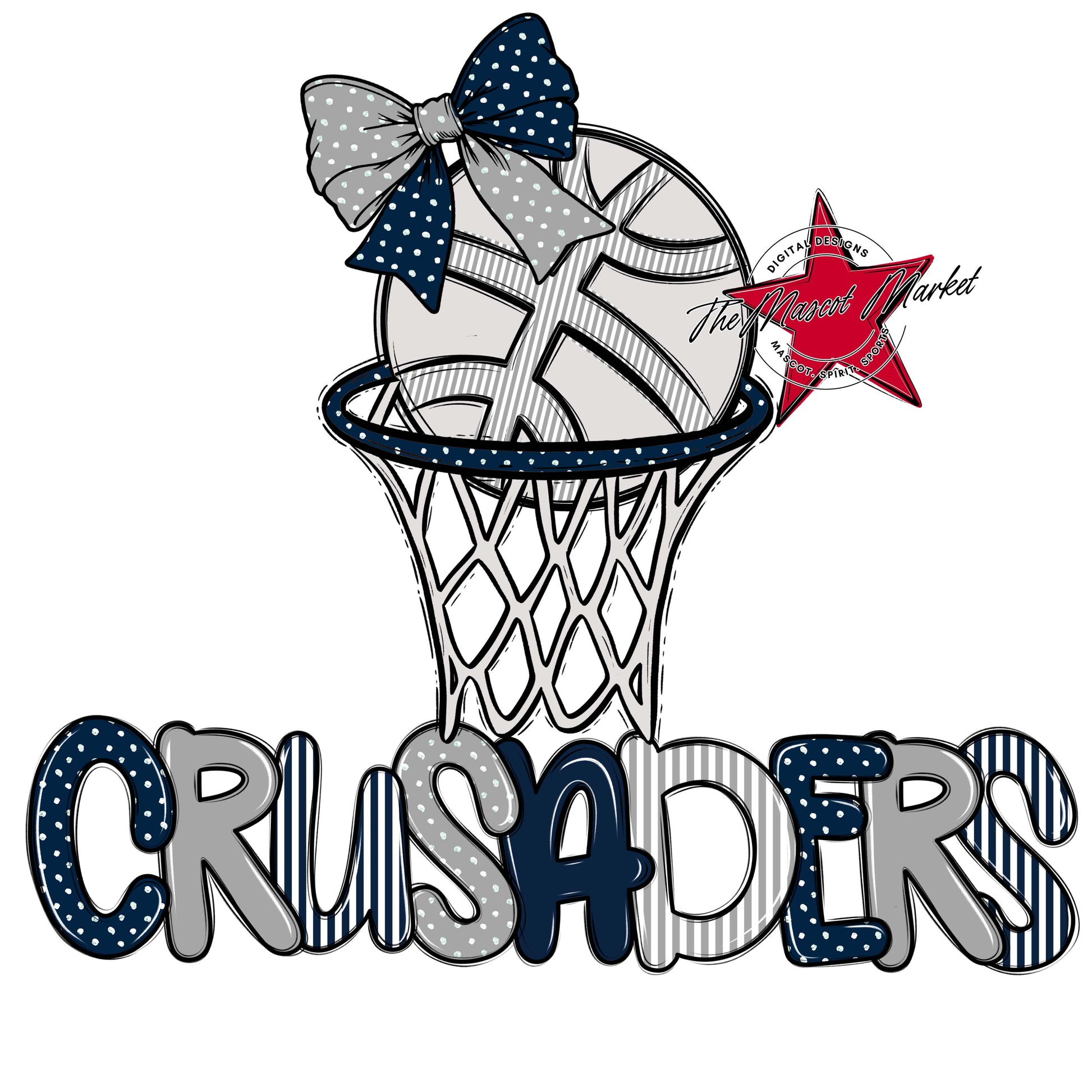 Crusaders Basketball Spirit Design-Navy & Grey