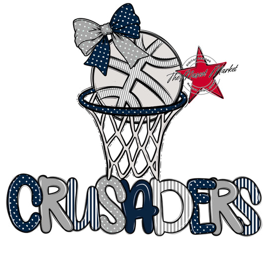 Crusaders Basketball Spirit Design-Navy & Grey
