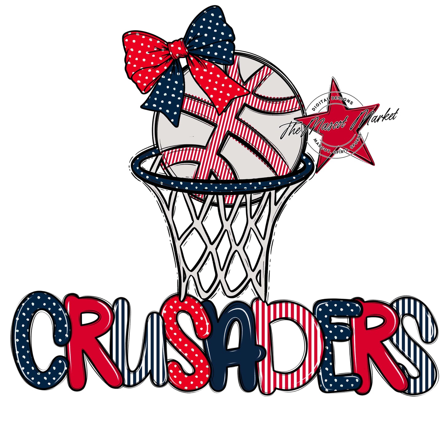 Crusaders Basketball Spirit Design-Navy & Red