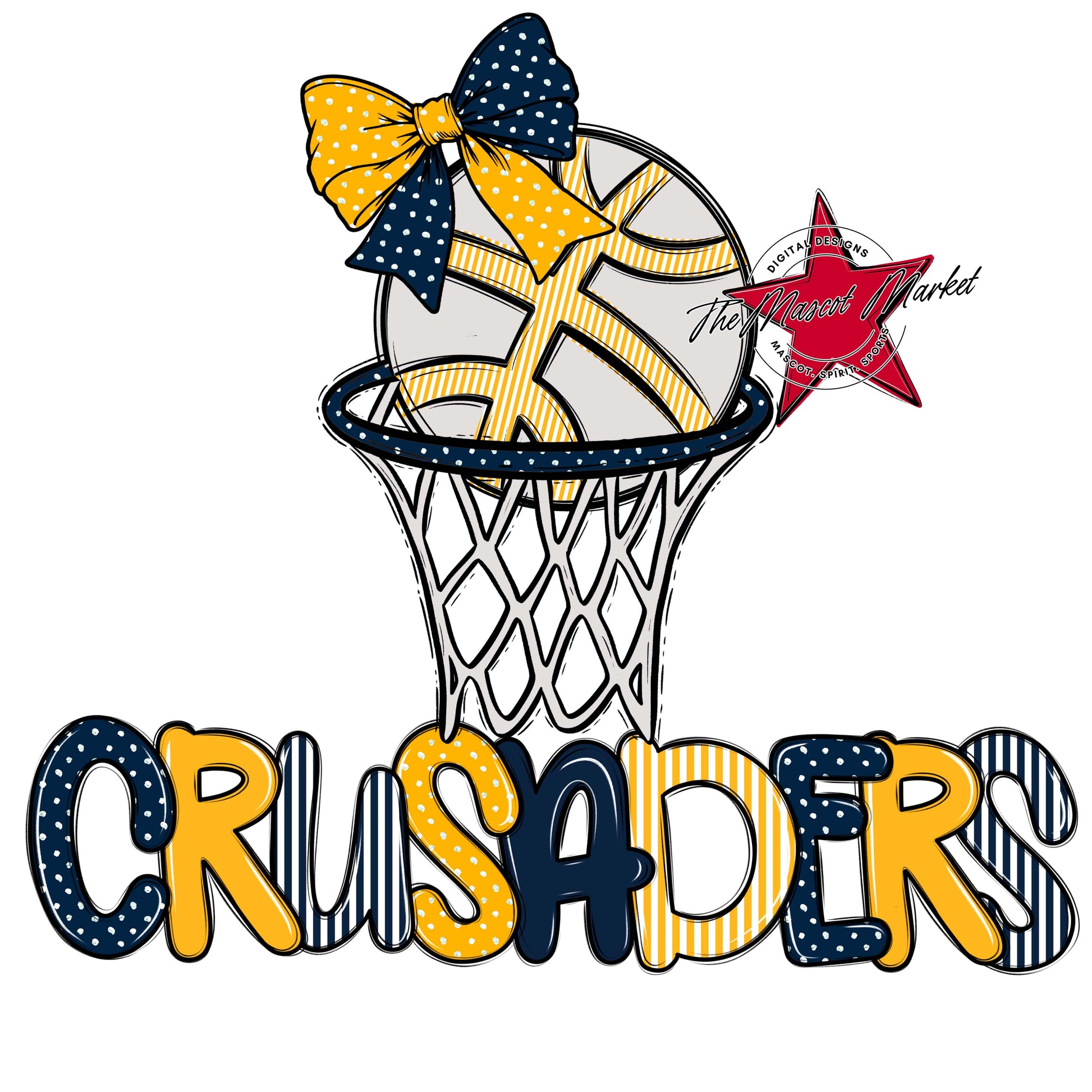 Crusaders Basketball Spirit Design-Navy & Yellow