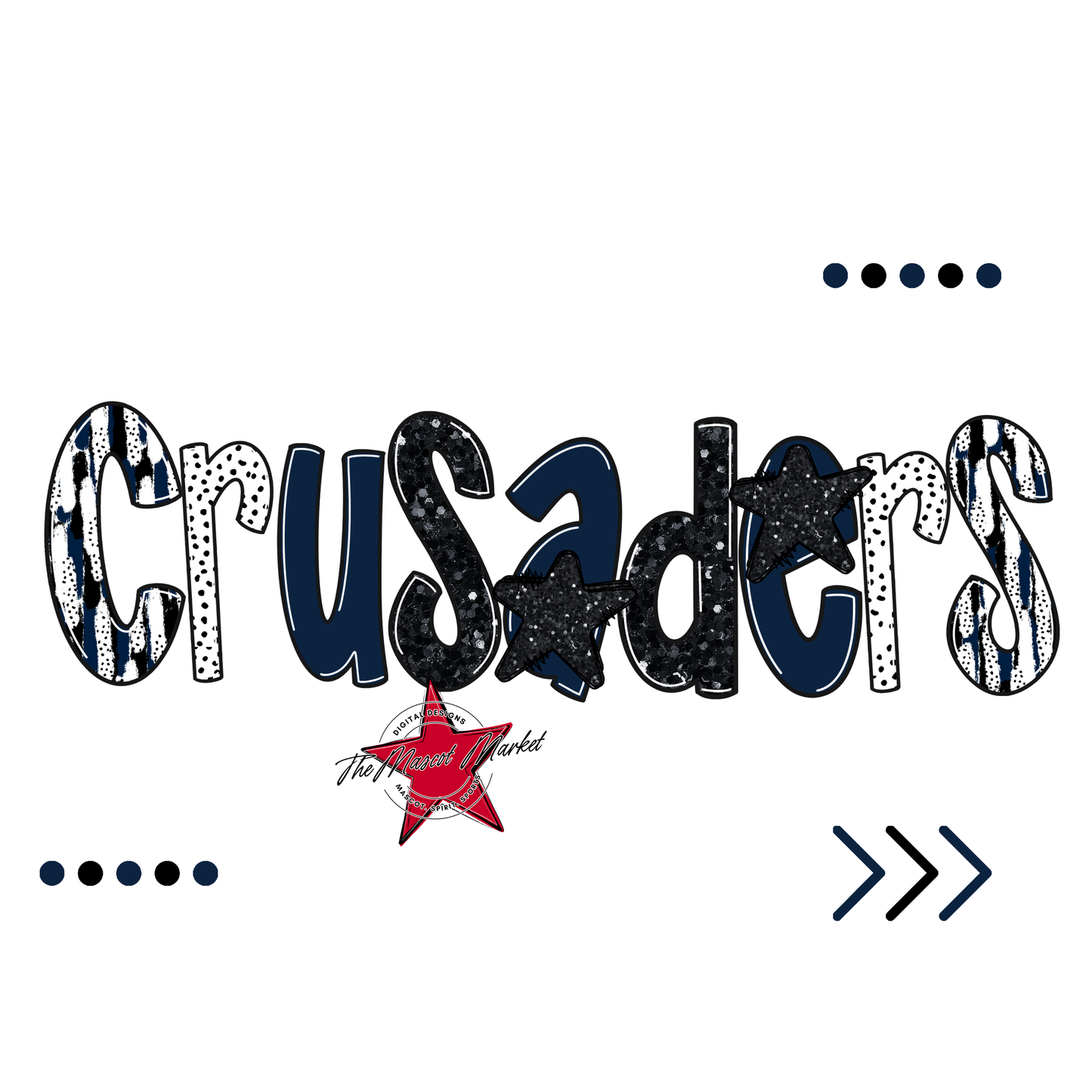 Crusaders Brushstroke Alpha w Arrows-Navy