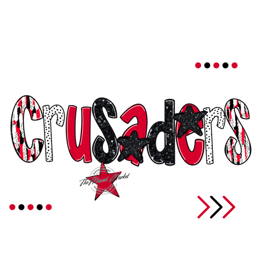 Crusaders Brushstroke Alpha w Arrows-Red
