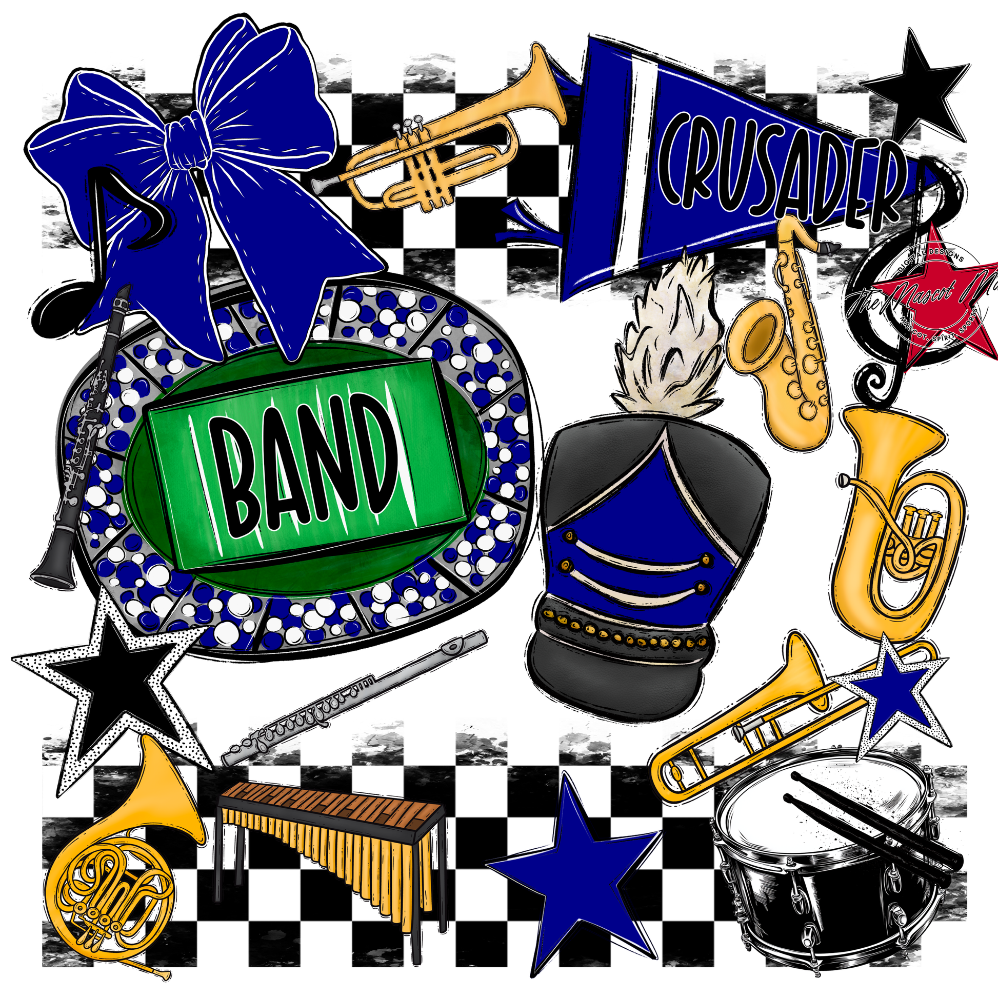 Crusaders Checkers Band Spirit Design-Blue