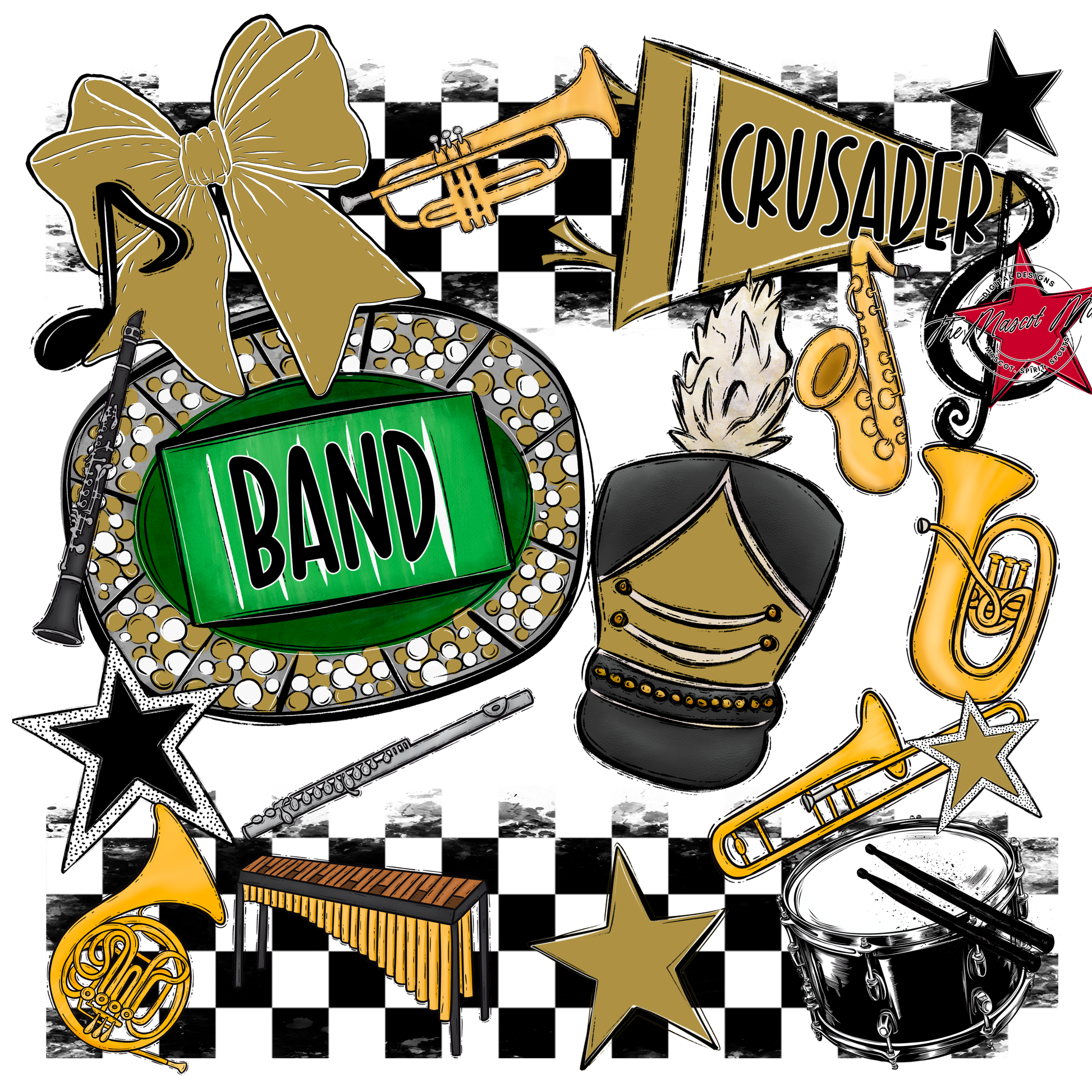Crusaders Checkers Band Spirit Design-Gold